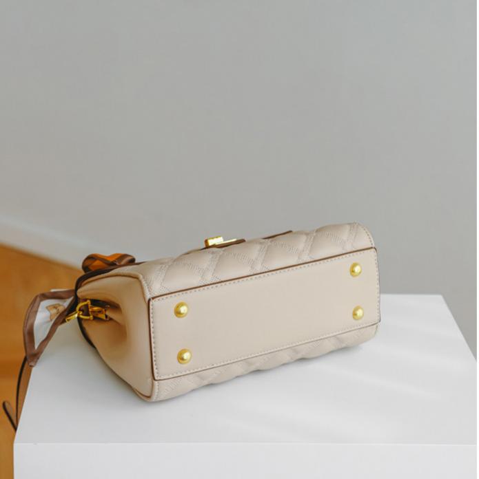 Celina Quilted Lambskin-Feel Top Handle Bag with Silk Scarf DW80
