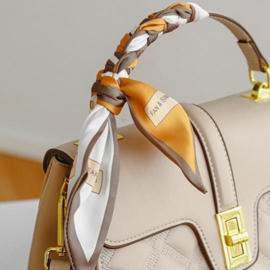 Celina Quilted Lambskin-Feel Top Handle Bag with Silk Scarf DW80