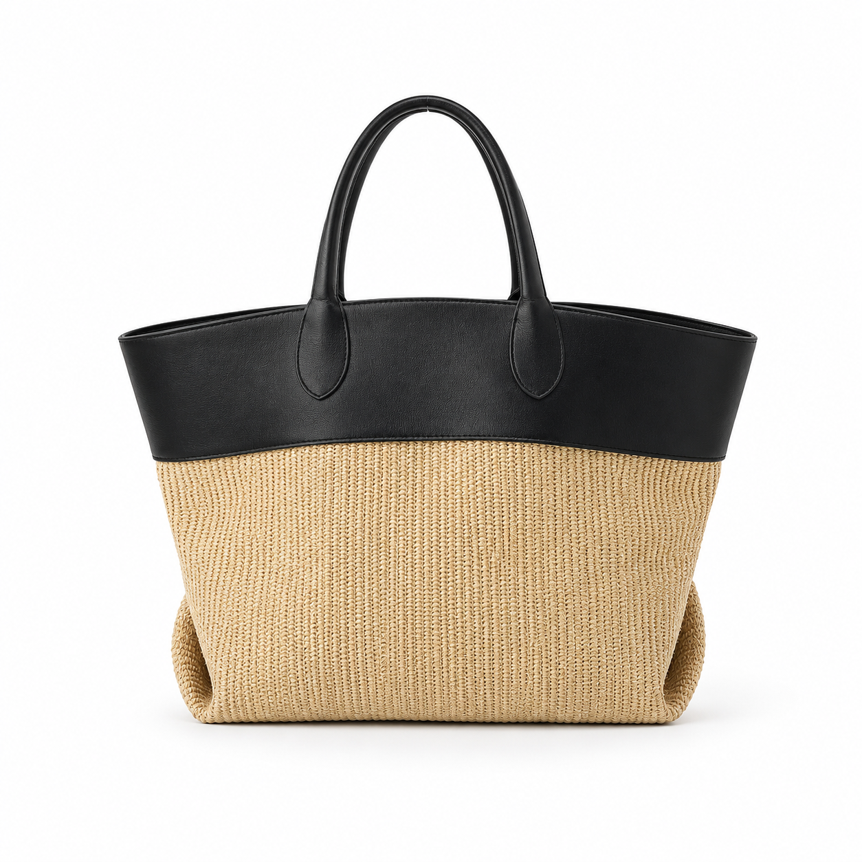 Riviera Raffia Leather-Trim Tote Bag RT63