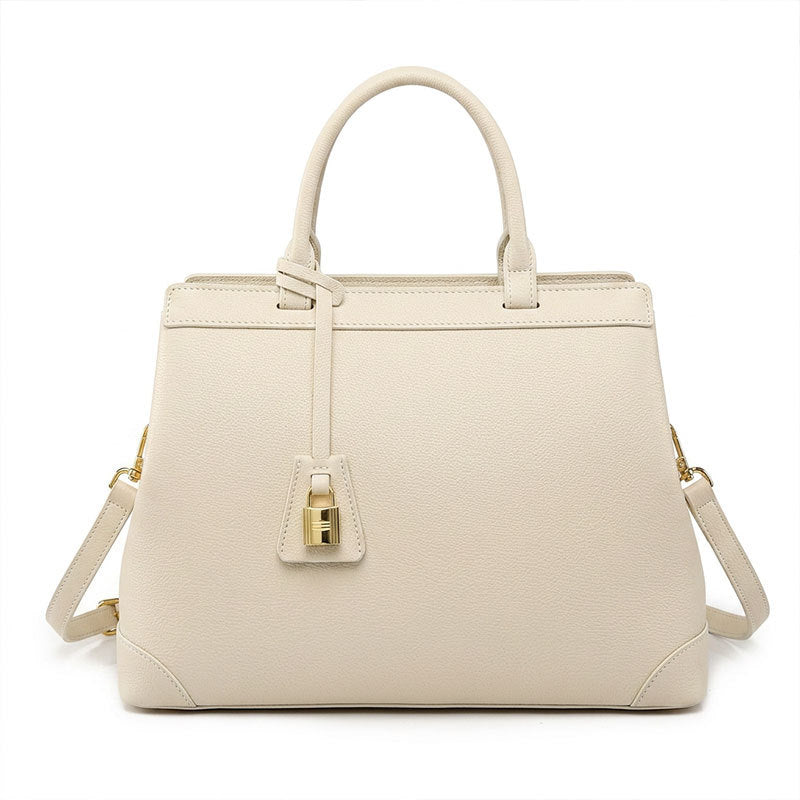 Seraphine Taupe Structured Leather Tote Bag ST33
