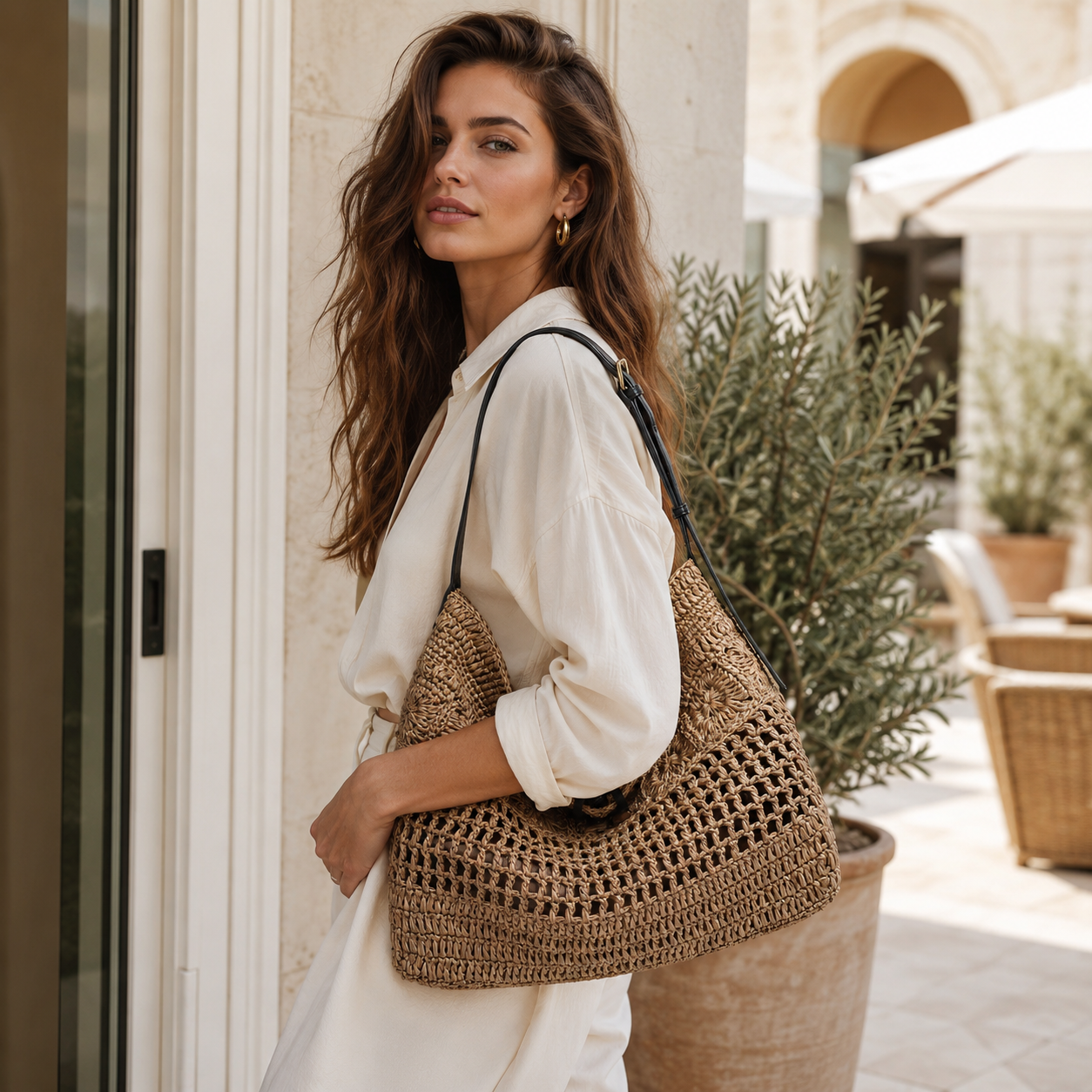 Solana Woven Hobo Shoulder Bag CT56