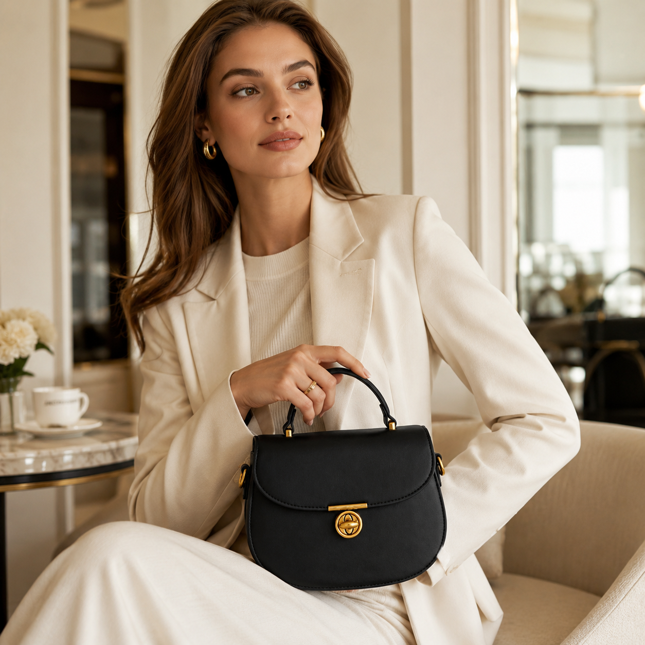 Solène Noir Mini Top Handle Bag CW45